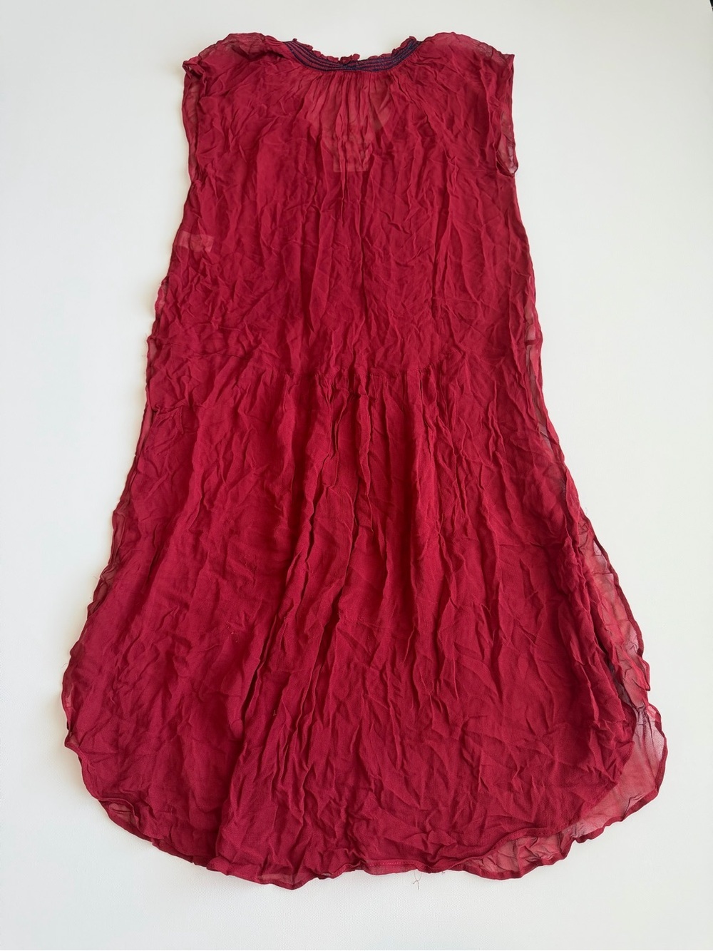 NWT Free People Red Sheer Embroidered Tunic Dress Size Medium Boho Beaded Maxi - Picture 5 of 10